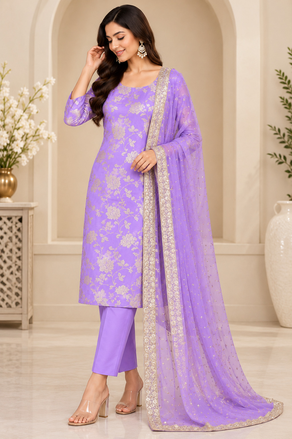 Lavender Floral Pajami Suit Set
