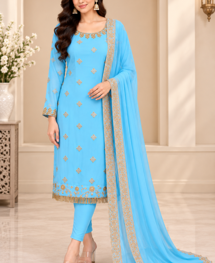 Powder Blue Straight Shirt with Pajami