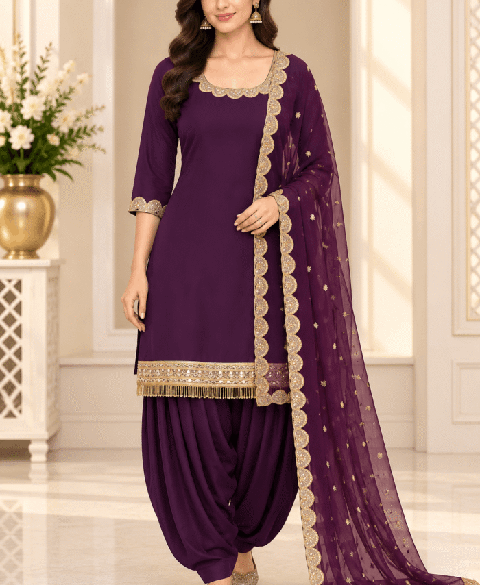 Dark wine Straight Shirt with Patiala salwar