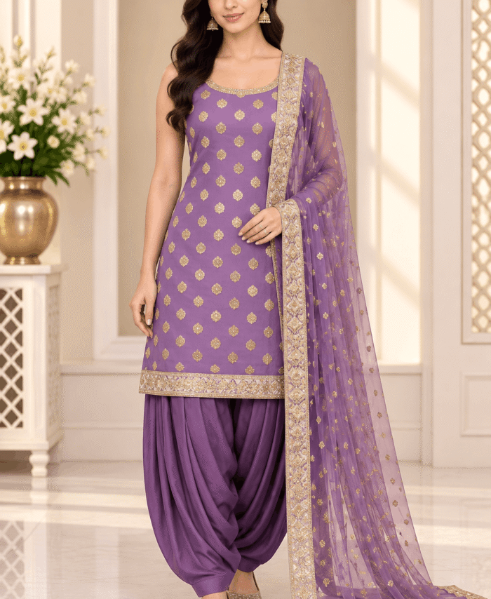 Lilac purple Straight Shirt with Patiala salwar