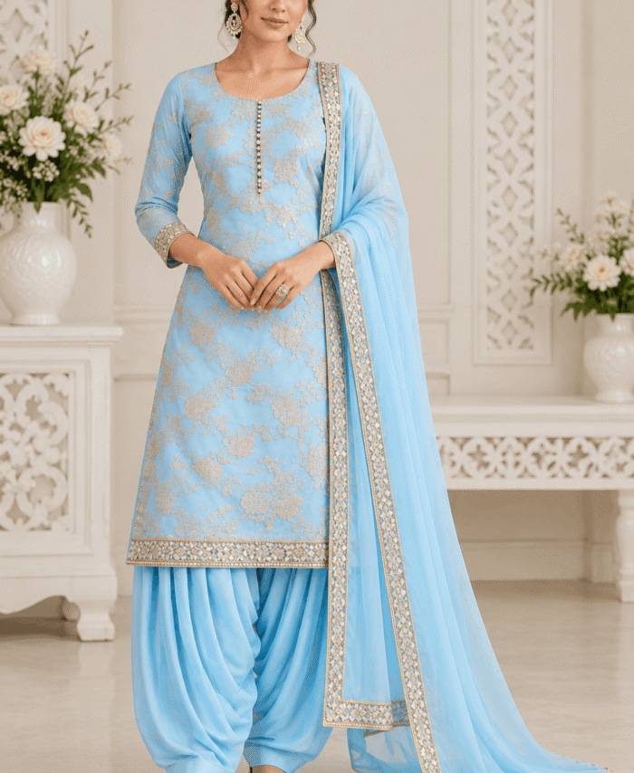 Ice Blue Straight Shirt with Salwar