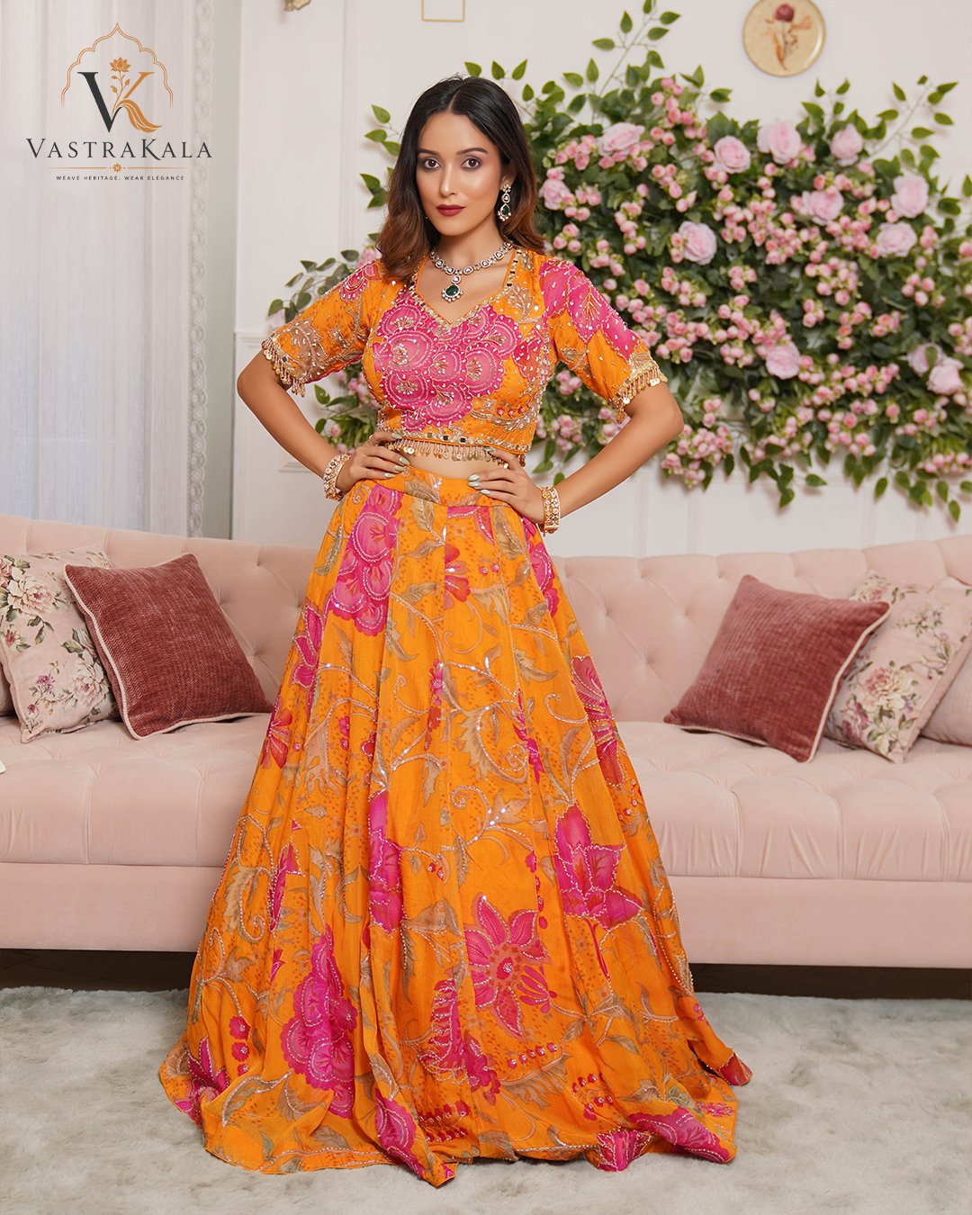 Vk Orange Party Lehenga 9
