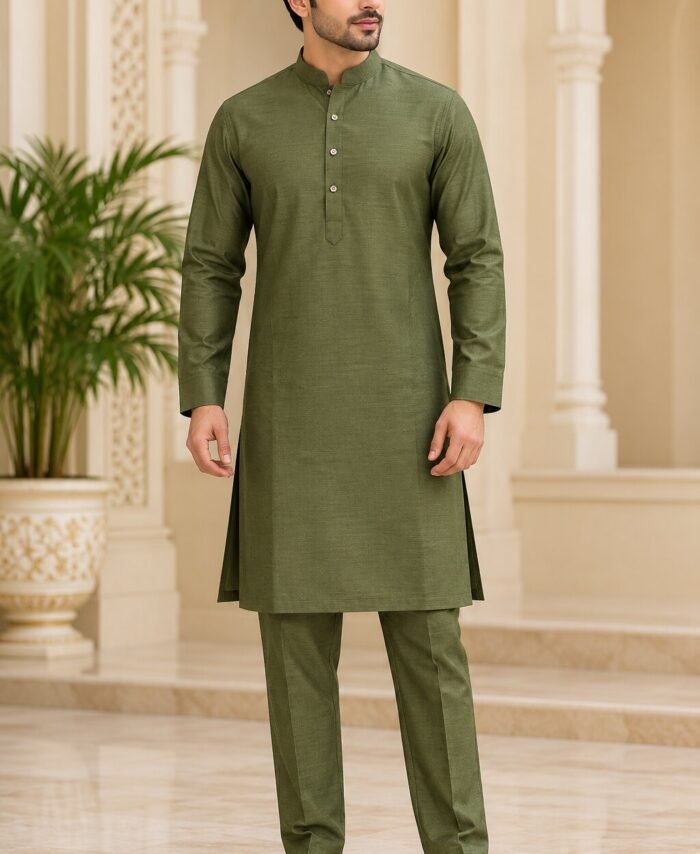 Mehndi color Kurta Pant